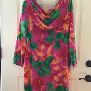 ARNOLD SCAASI VINTAGE 80'S SILK FLORAL DRESS. 12